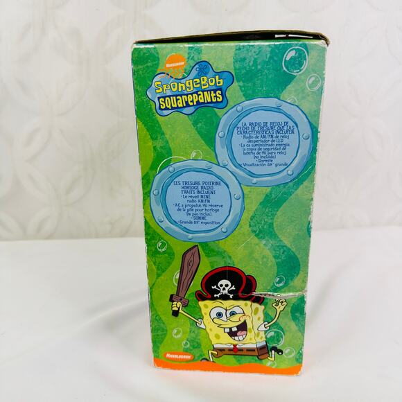 2003 Spongebob Squarepants Treasure Chest Clock Radio Nickelodeon Cartoon - Picture 5 of 9